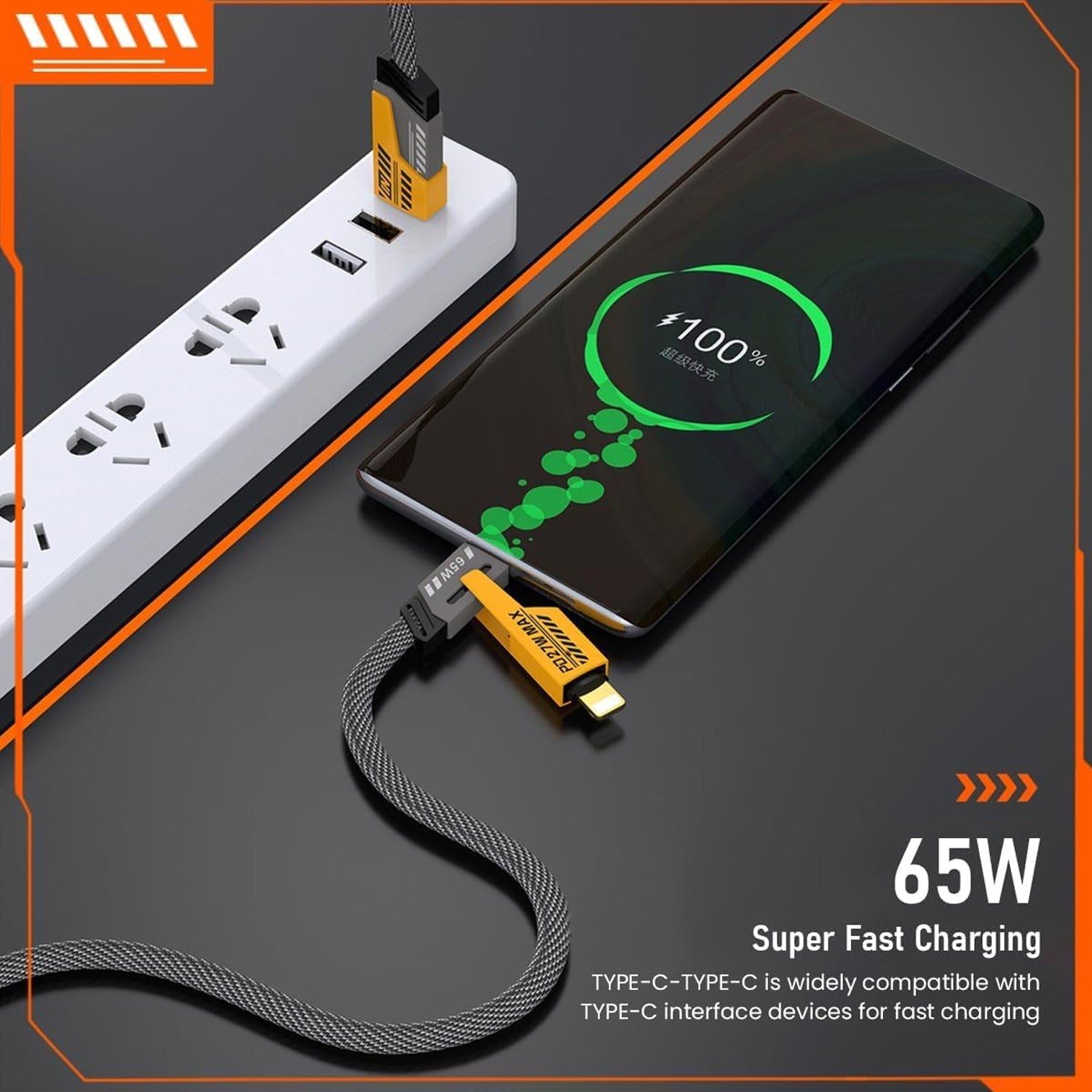4 in 1 Fast Charging Cable With Multiport USB-C to Type C, USB-C to Lightning (1 Pc) 4 in 1 Fast Charging Cable With Multiport USB-C to Type C, USB-C to Lightning (1 Pc)